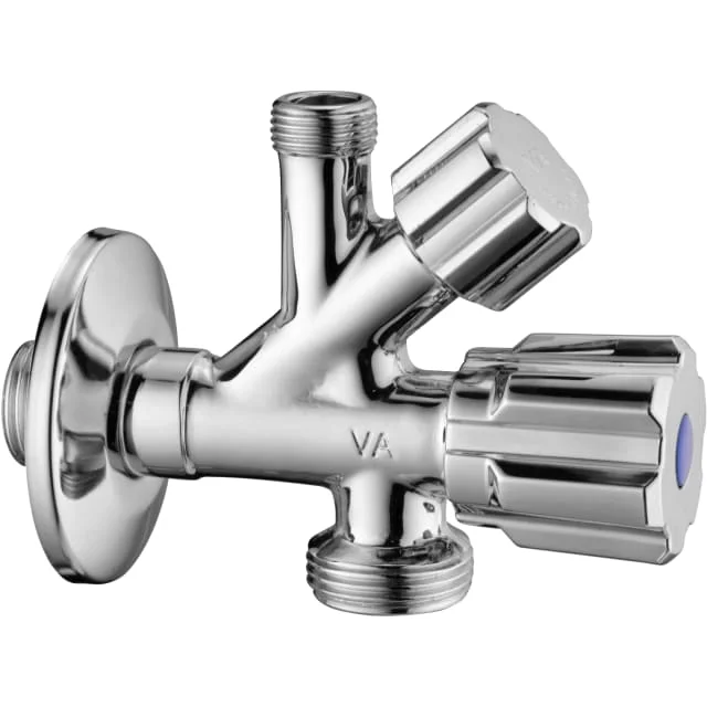Dobbel Stopventil 1/2" x 10 mm (3/8" nippel) + 3/4" til vaskemaskin | D9021851SD