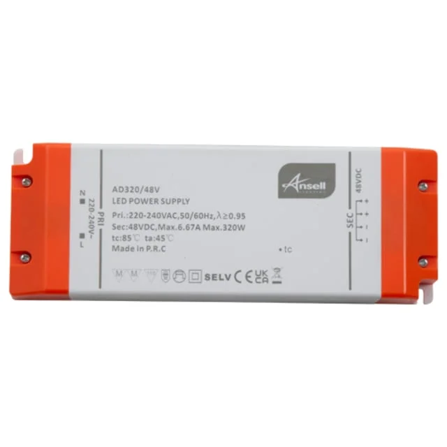Ansell Lighting LED driver, 48V, 320W | AD320/48V Ansell Lighting LED driver, 48V, 320W | AD320/48V