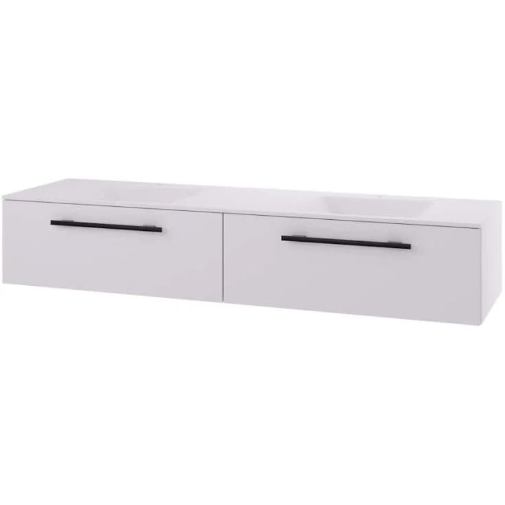 Linn Bad Ingrid servantskap, 2 Skuffer, dobbel, 160x45,3x28,5 cm, hvit matt | 110116D2S
