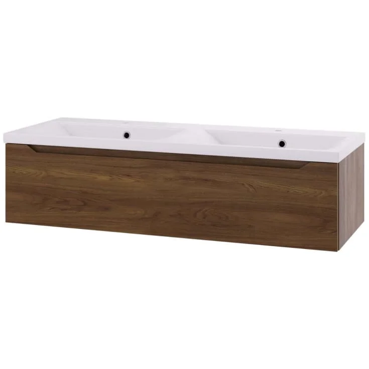 Linn Bad Emma servantskap, 1 Skuff, dobbel, 120x45,7x28,5 cm, mørk eik | 130812D1S