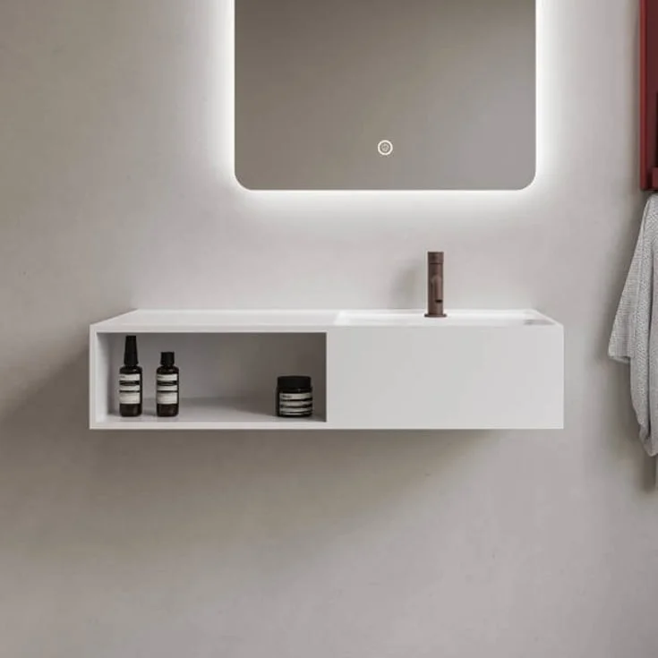 Copenhagen Bath Modul SH 80 servant med hylle, høyre, 80×40 cm, hvit matt | 40010407 Copenhagen Bath Modul SH 80 servant med hylle, høyre, 80×40 cm, hvit matt | 40010407