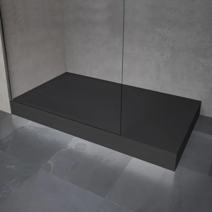 Novellini Novosolid dusjkar i støpemarmor, 90×90 cm, Sort Matt | NOS904-28