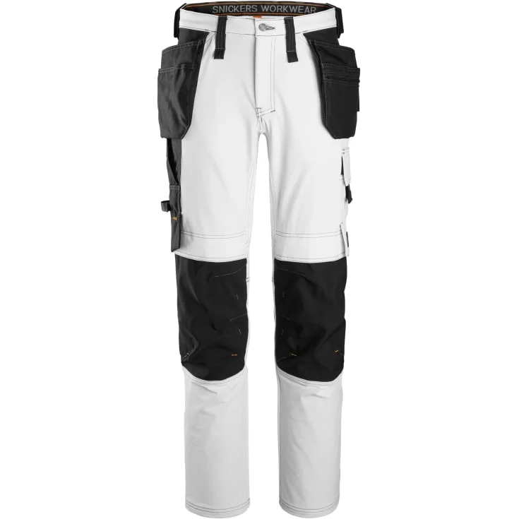 Snickers 6271 AllroundWork arbeidsbukse med stretch, hvit/sort, str. 104 | 6271-0904_104
