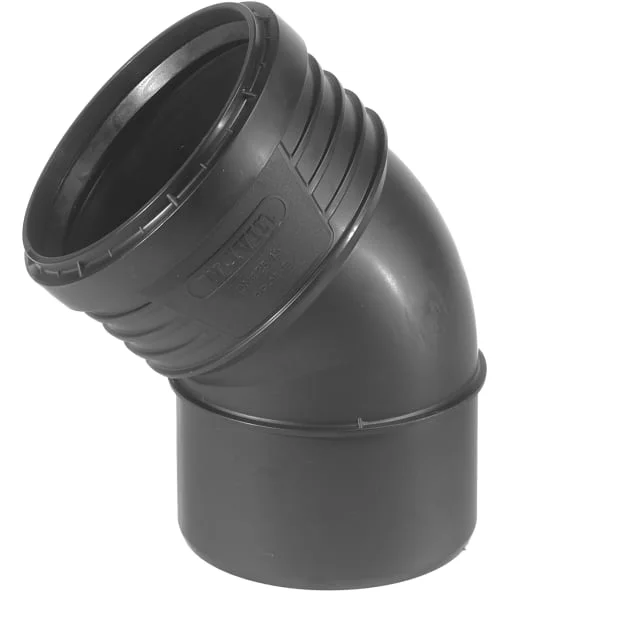 Wavin Sitech+ avløpsbend, 45°, Ø75 mm, plast, svart | 2211831 Wavin Sitech+ avløpsbend, 45°, Ø75 mm, plast, svart | 2211831