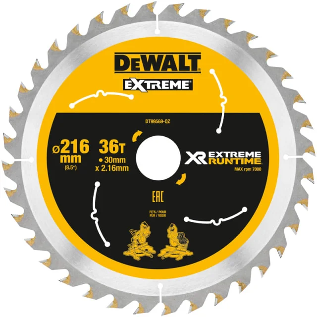 DeWalt Extreme sirkelsagklinge til akkusave, Ø216/30 mm, 36 tenner | 469426 DeWalt Extreme sirkelsagklinge til akkusave, Ø216/30 mm, 36 tenner | 469426