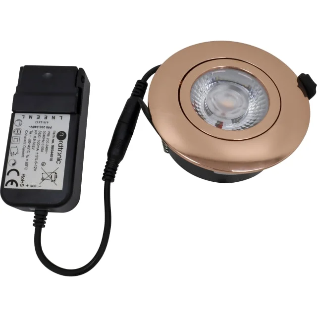 Nordtronic Low Profile Flexible downlight, driver, Ø8,3 cm, CTW, kobber | 35811067