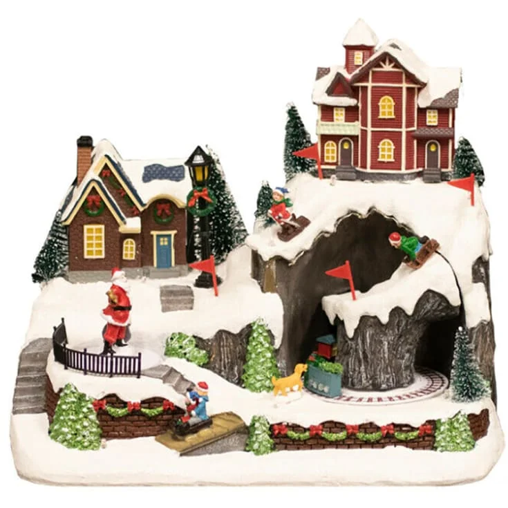 Nordic Winter Mountain Town julelandsby med lys & musik | 780-520