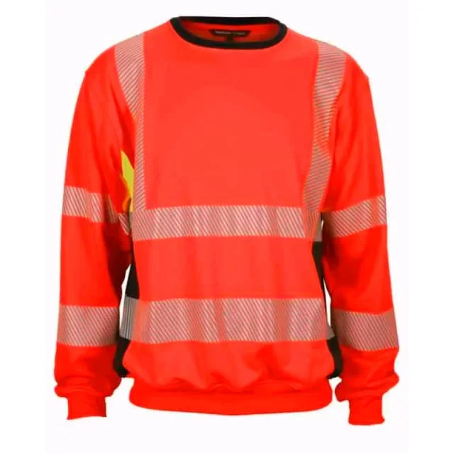 Bekken & Strøm Gjøvik collegegenser, HiVis kl.3, unisex, str. XS, rød/sort | 27314135