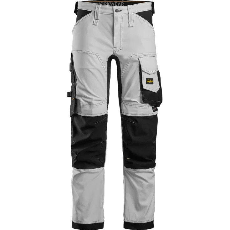 Snickers 6341 AllroundWork arbeidsbukser med stretch, hvit/sort, str. 196 | 6341-0904_196