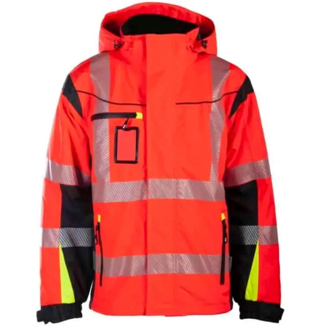 Bekken & Strøm Halten Extreme skalljakke, HiVis kl.3, unisex, str. 5XL, rød/sort | 607174
