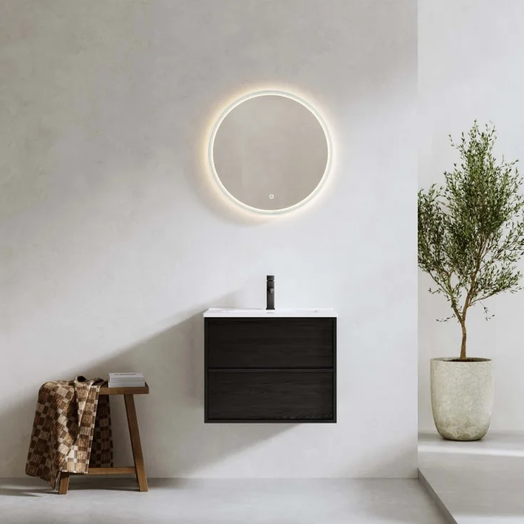 Bathlife Charm møbelpakke, med servant og LED-speil, 61×46,5×52 cm, sort eik | 401410308