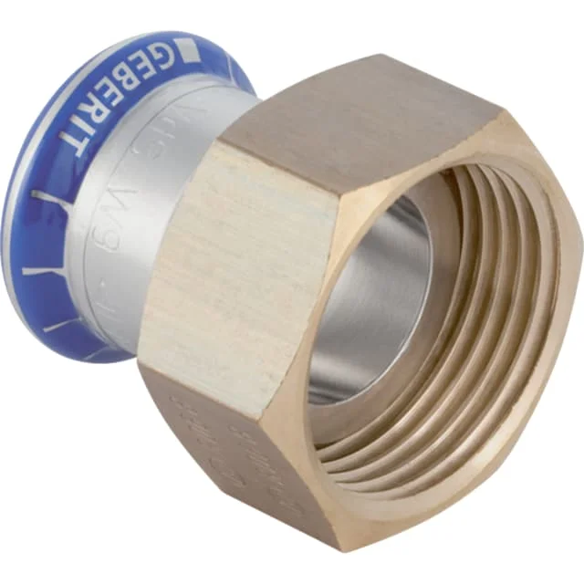 Geberit Mapress rustfri overgangsmuffe, med omløper, for tappevann, 42 mm x 2 1/4" | 35058