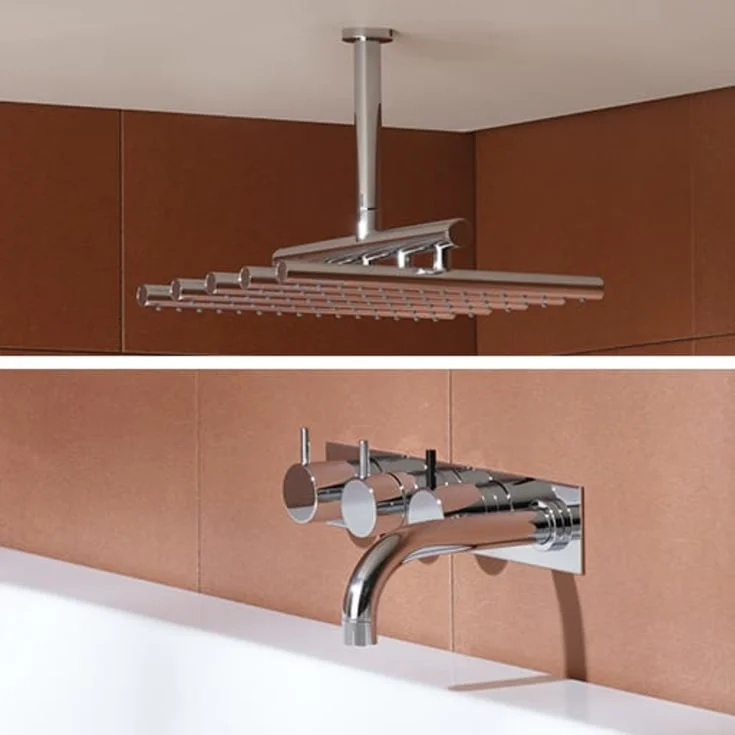 Vola 5414C-051A badekararmatur med dusjsett, messing natur | 5414C-051A-19