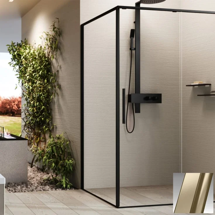 Novellini Riga F2P fastvegg høyre, 69-70,5 cm, klart glass, børstet bronse profil | RIGF2P69D-1Q