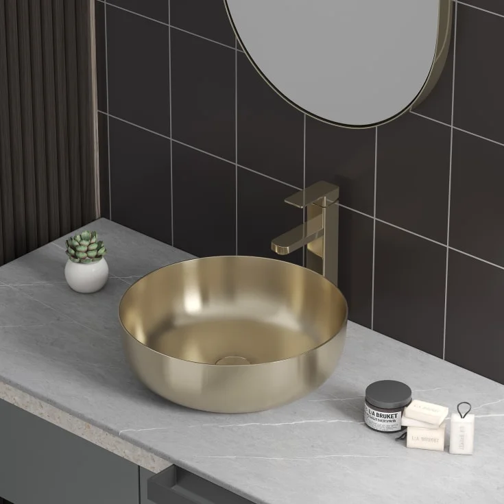 Bathlife Klenod toppmontert servant, Ø40,6 cm, børstet gull | 401053873 Bathlife Klenod toppmontert servant, Ø40,6 cm, børstet gull | 401053873