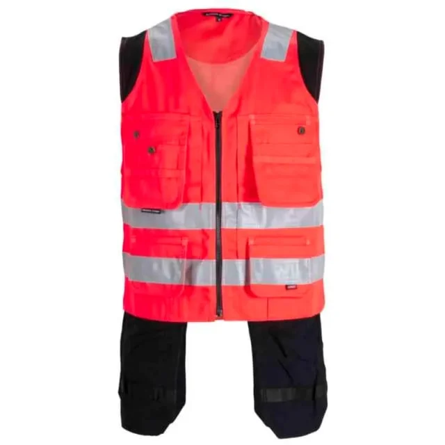 Bekken & Strøm Dokka håndverksvest, HiVis kl.1, unisex, str. 2XL, rød/sort | 27302961
