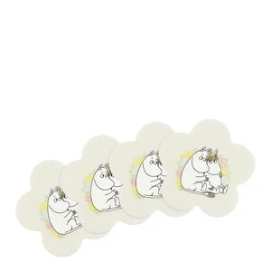 Blomster glassbrikke 10,5 cm 4 stk offwhite v:2240718