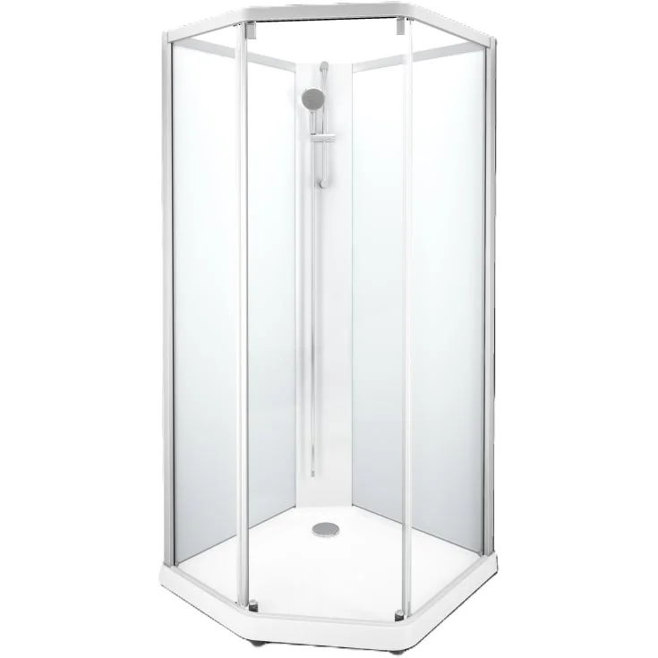 Showerama Classic dusjkabinett, 80×90 cm, aluminium profil, klart/frostet glass | 558913001