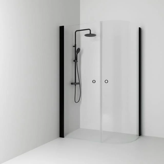 Svedbergs Skoga dusjhjørne rett/u-formet, 81x147 cm, klart glass, sort matt profil | 60807281