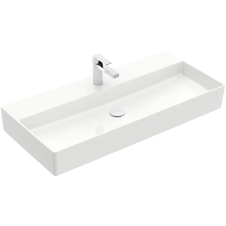 Villeroy & Boch Memento vegghengt servant, 100×47 cm, med CeramicPlus, hvit | 4A22A2R1
