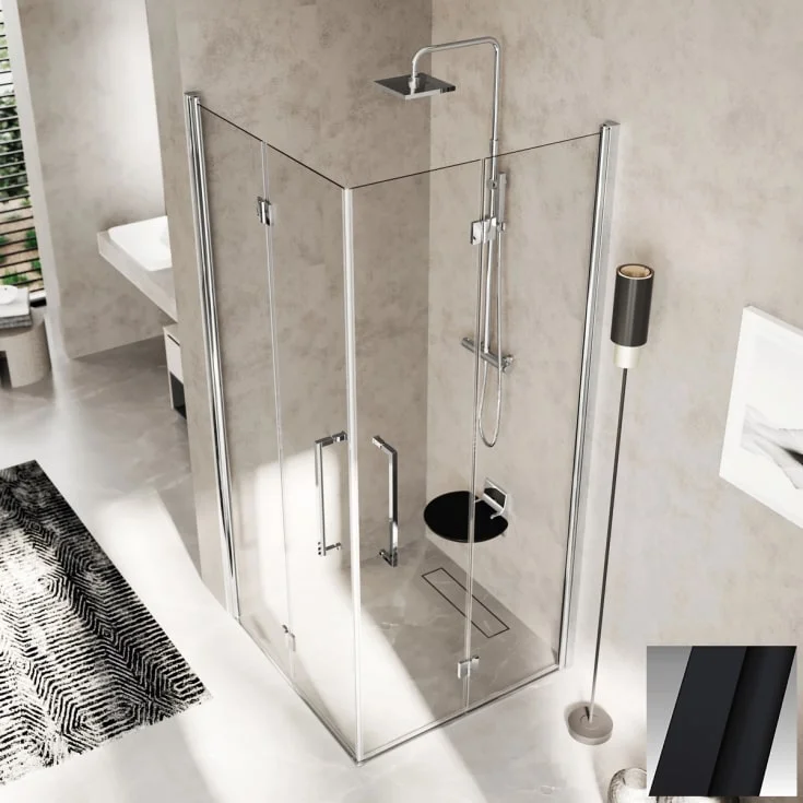 Novellini Young 2.0 2GS foldedør venstre, 89-91 cm, klart glass, sort matt profil | Y22GS89LS-1H