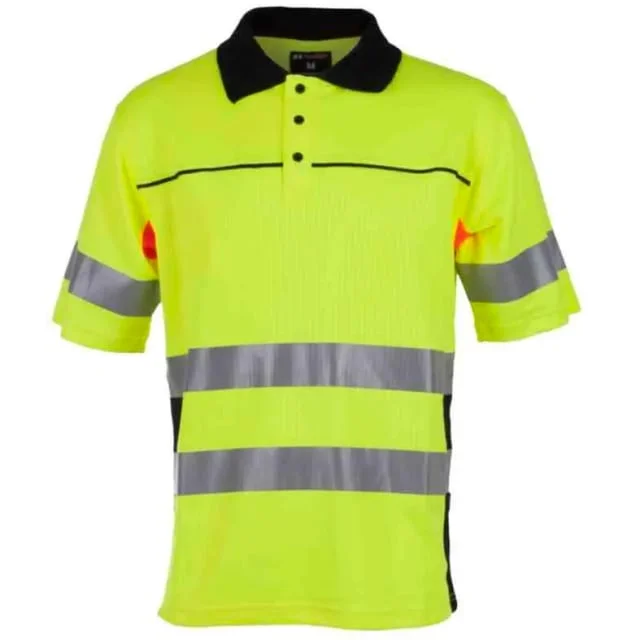 Bekken & Strøm Bergset piqueskjorte, HiVis kl.2, unisex, str. S, gul/sort | 646705 Bekken & Strøm Bergset piqueskjorte, HiVis kl.2, unisex, str. S, gul/sort | 646705