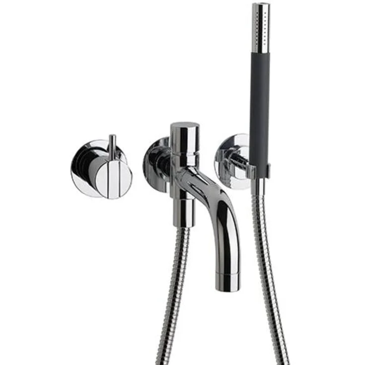 Vola 2141DT8 badekarbatteri, 200 mm tut, m/hånddusj, messing natur | 2141DT8-19
