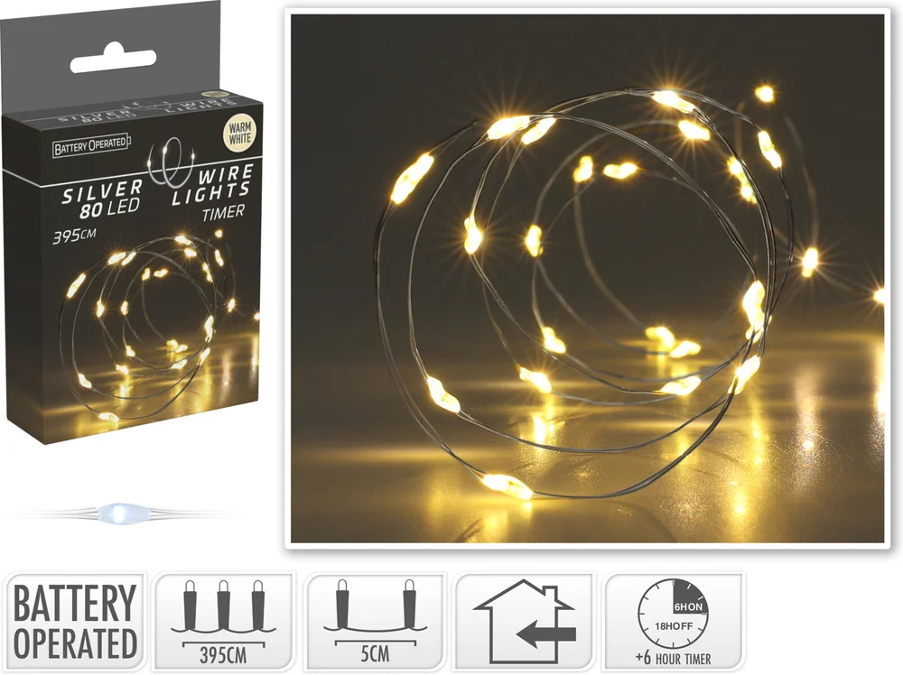 Lyslenke Silver Wire 80ledlys varmhvit 3,95m v:8225239