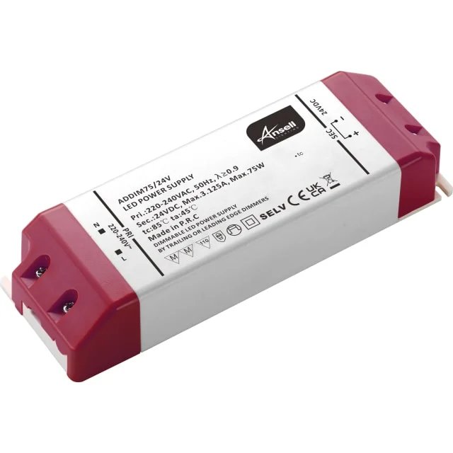 Ansell Lighting LED driver, dimbar, 24V, 75W | ADDIM75/24V Ansell Lighting LED driver, dimbar, 24V, 75W | ADDIM75/24V