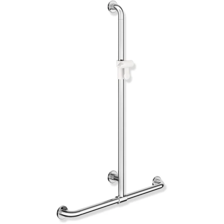 Hewi 801 T støttehåndtak/dusjstang, 76,2x110 cm, krom/hvit | 801.35.42051