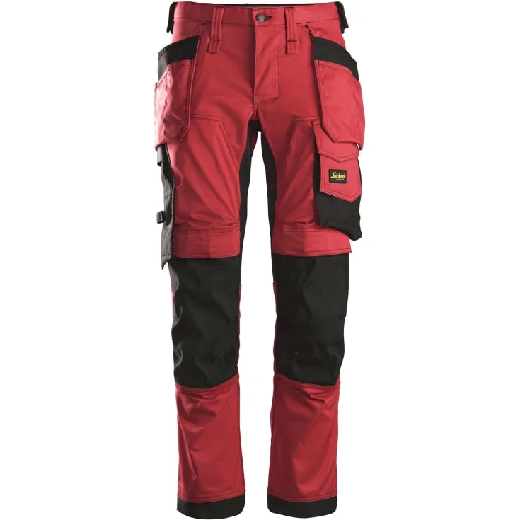 Snickers 6241 AllroundWork arbeidsbukse med stretch, rød/sort, str. 58 | 6241-1604_58