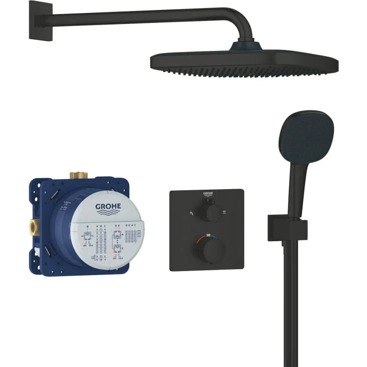 Grohe Precision dusjsett, vannbesparende, matt sort | 348822430