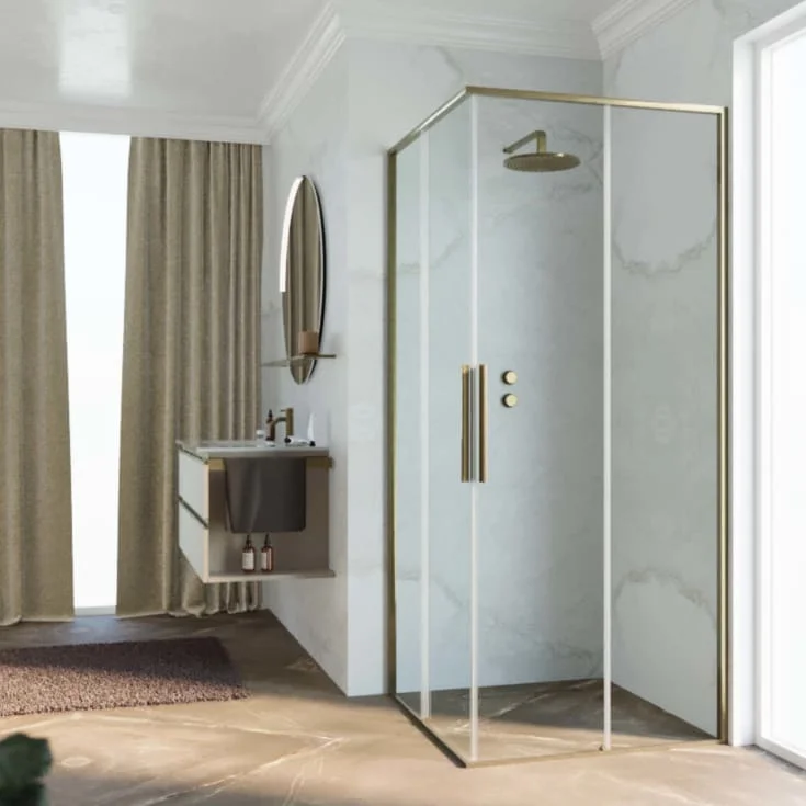 Novellini Riga A skyvedør venstre, 99-100,5 cm, klart glass, børstet bronse profil | RIGA99LS-1Q
