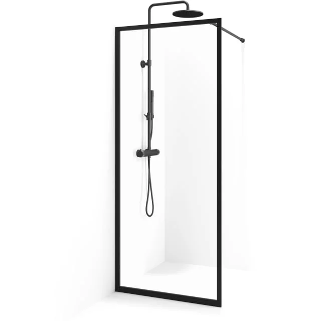 Cassøe New York dusjvegg, 95 cm, klart glass, svart profil | 7332843 Cassøe New York dusjvegg, 95 cm, klart glass, svart profil | 7332843