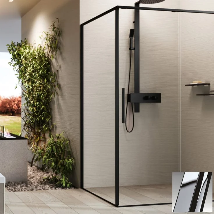 Novellini Riga F2P fastvegg venstre, 99-100,5 cm, klart glass, krom profil | RIGF2P99S-1K