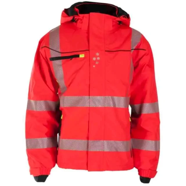 Bekken & Strøm Gjøvik allvær vinterjakke, HiVis kl.3, unisex, str. 5XL, rød/sort | 677102