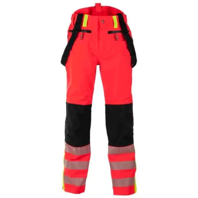 Bekken & Strøm Gjøvik skallbukse, HiVis kl.2, unisex, str. XS, rød/sort | 677641
